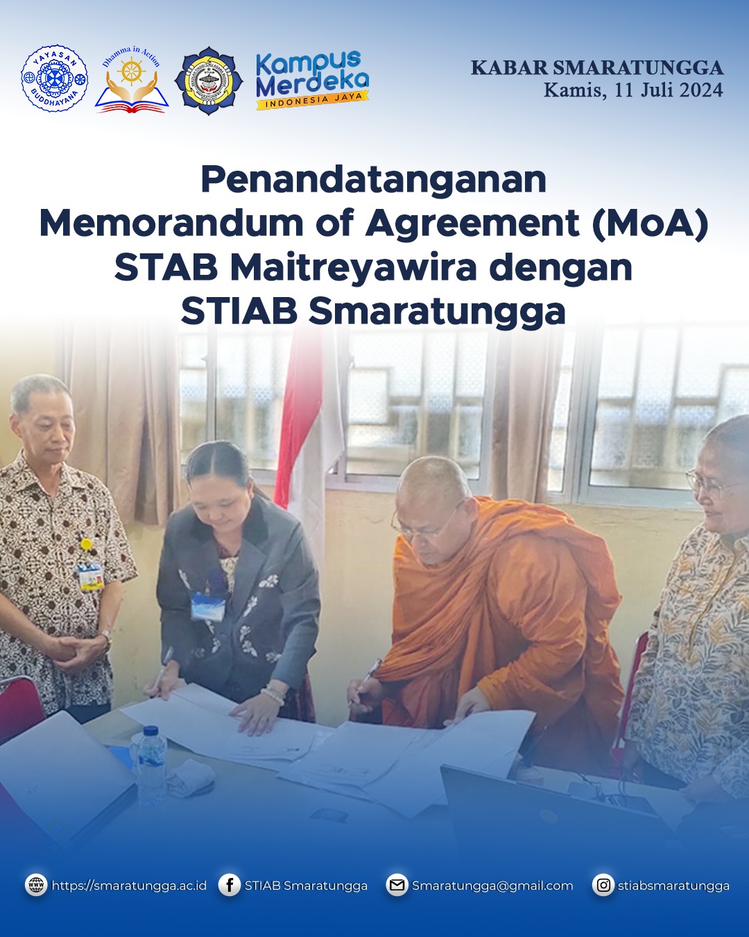 Memorandum of Agreement (MoA) antara STIAB Smaratungga Boyolali bersama dengan STAB Maitreyawira Riau