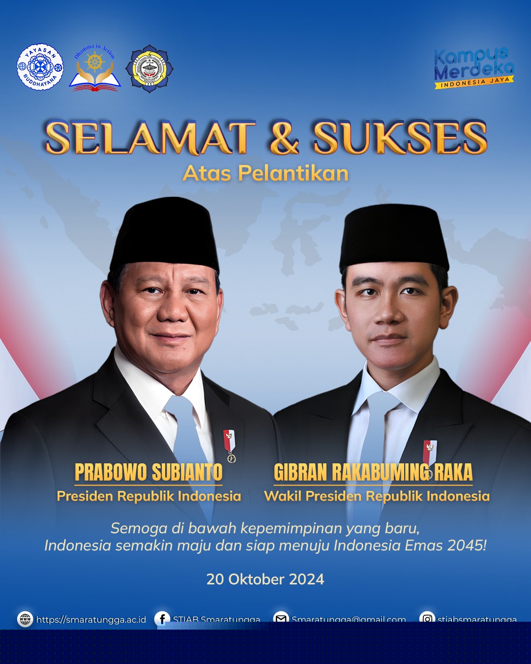 Selamat Atas Pelantikan Presiden Dan Wakil Presiden Serta Pengumuman Kabinet Merah Putih Periode 2024-2029